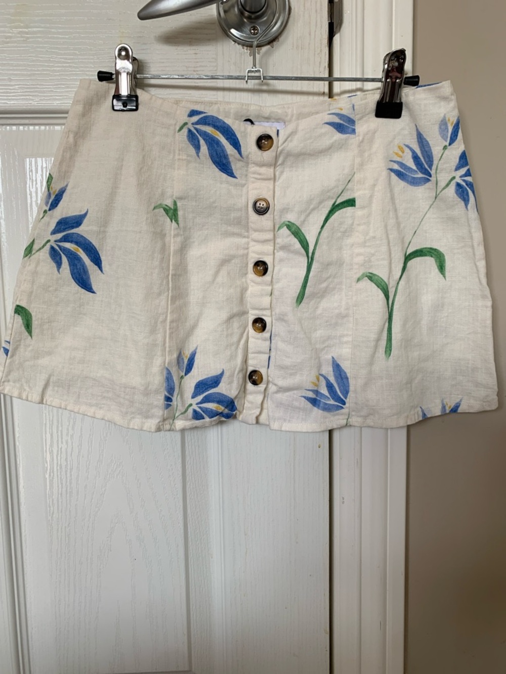 Princess Polly Cream Mini Skirt with Blue & Green Floral Print